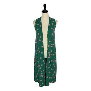 Green and Pink Polka Dot Duster Vest